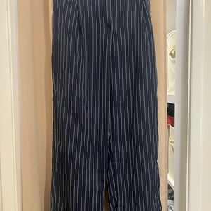 SHEIN Navy and White Striped Trousers